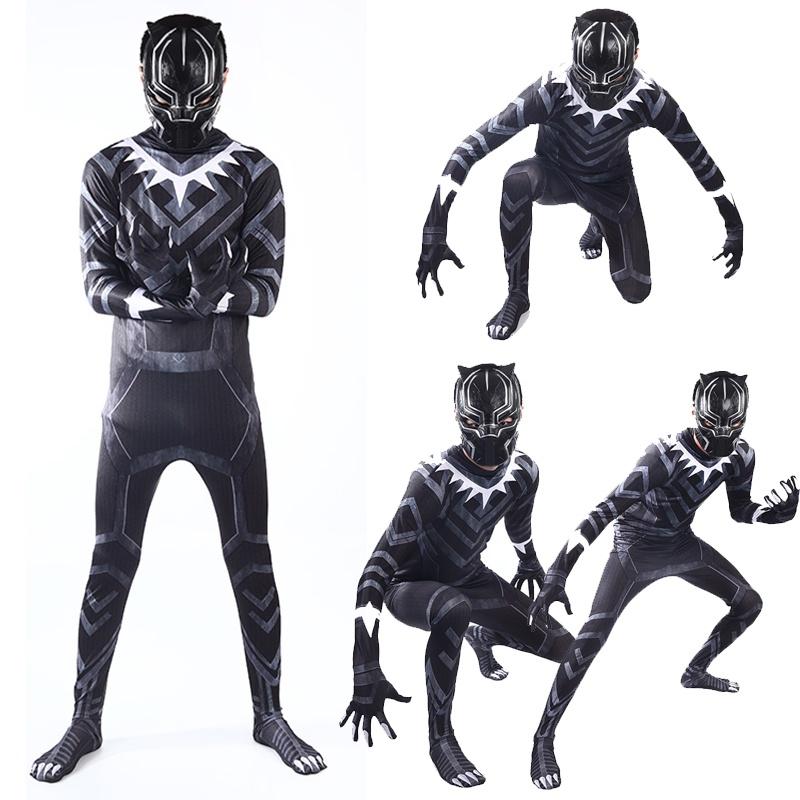 Adult And Children's Black Panther Bodysuit Costume For Halloween Cosplay