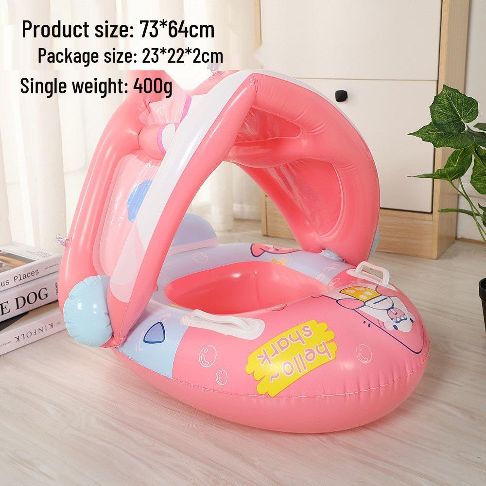 Large Toddler Boat-Themed Swimming Ring with Canopy & Steering Wheel