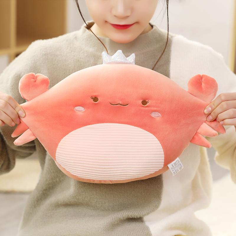 58Cm Squishy Crab Plush Pillow Hands Burner With Holes Underwater Animal Plushie Back Support Cushion Sofa Chair Decor Gift