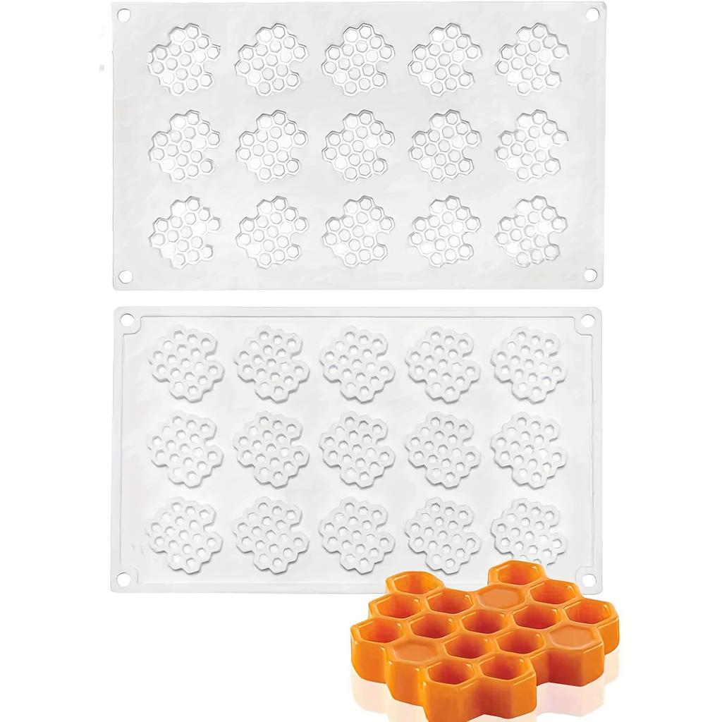 WTEMPO Honeycomb Bee Silicone Fondant Mold Non-Stick Heat-Resistant Mold for Chocolate Candy Cake Cupcakes Easy Release Clean Reusable Baking Supplies