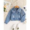 Kids Casual Ripped Denim Jacket