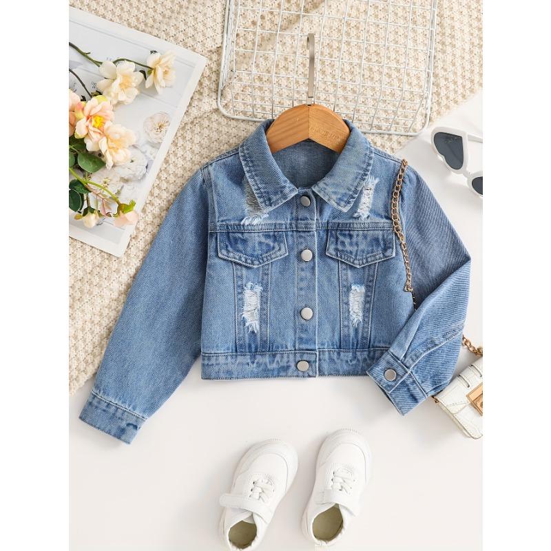 

Kids Casual Ripped Denim Jacket 90cm синій