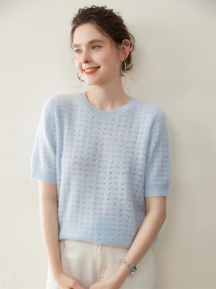 Women's Short Sleeve Cashmere Knit Top