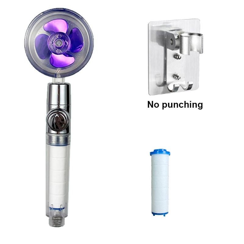 VILOYI Shower Head Water Saving High Pressure Handheld Turbo Propeller Showerhead Adjustable Water Flow Bathroom Filter Nozzle