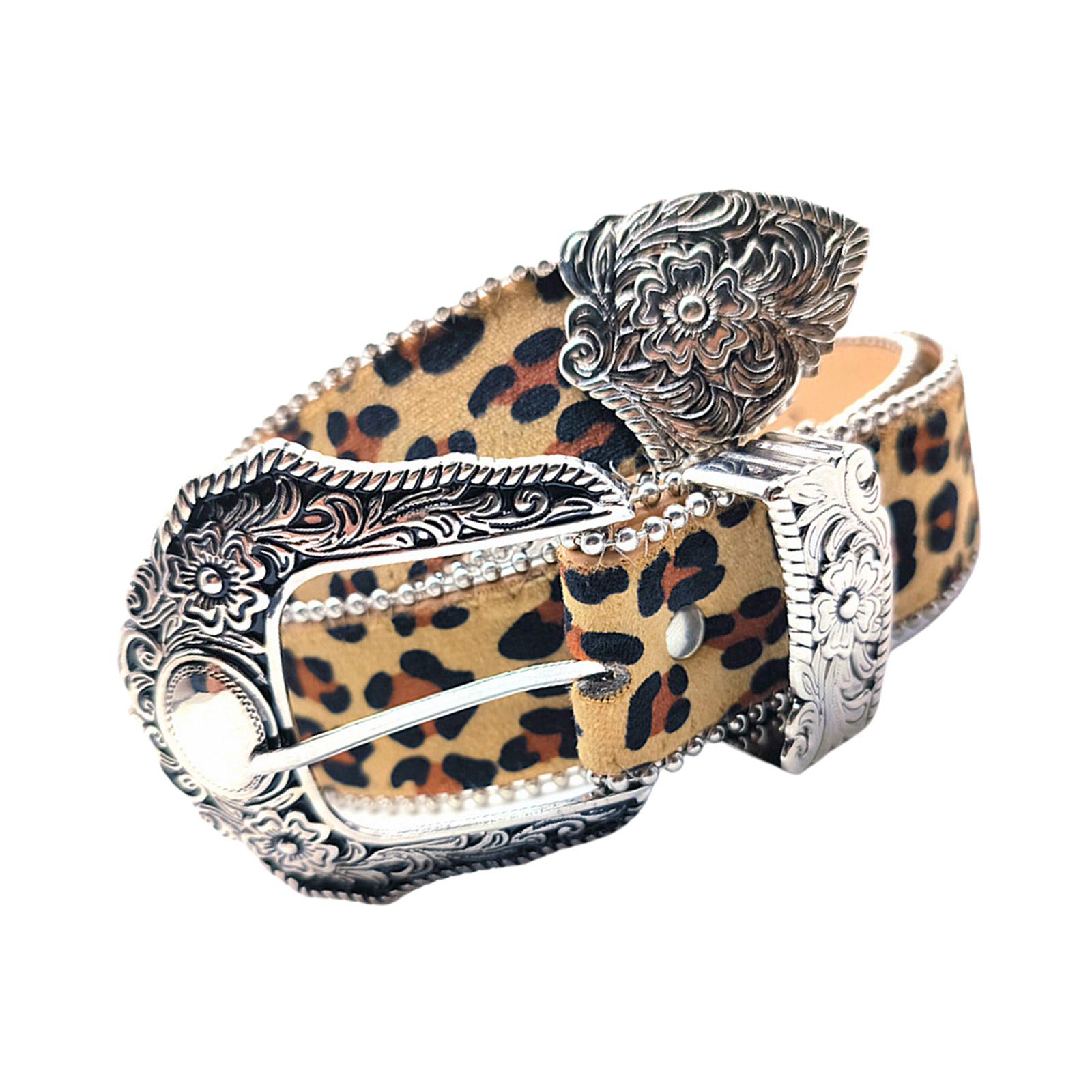 

2000s Leopard Pattern Belt for Women with Beaded Trim Cowgirl Belt for Jeans Pants Decorative Belt Fashion Waistband верблюд