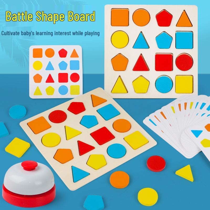Montessori Geometric Shape Matching Puzzle - Wooden Cognitive Toy for Children Ages 2-3