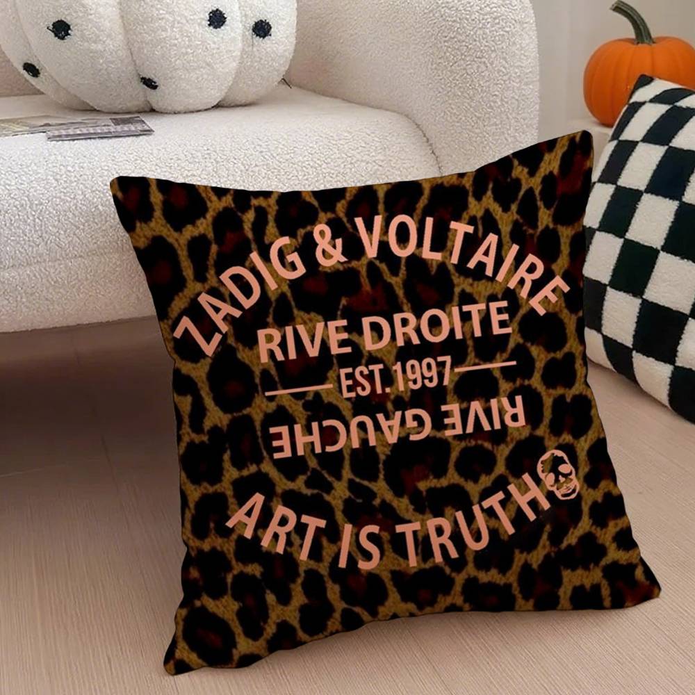 Fashion Z-Zadig And V-Voltaire Pillow Case Anti-dustmite Pillowcase Invisible Zipper Silky Short Plush Sofa Cushion Cover