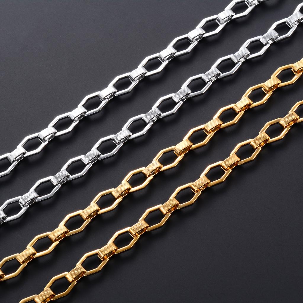 9mm Stainless Steel Link Hexagon Neck Chain Necklace for Women Men Handmade Geometric Chunky Choker Punk Rock Boy Metal Jewelry