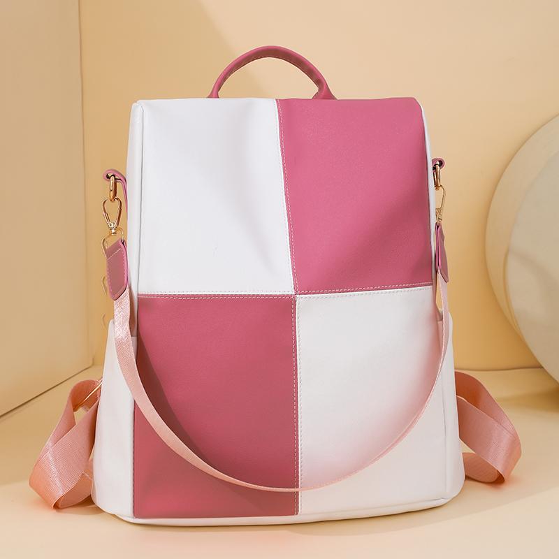 Large Capacity Commuter Women's Backpack Stitching Outdoor Travel Backpack Multi-Functional Shoulder Handbag