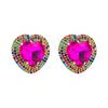 Women's Stud Earring Exaggerated Alloy Crystal Heart Earrings Super Flashing Personality Earrings