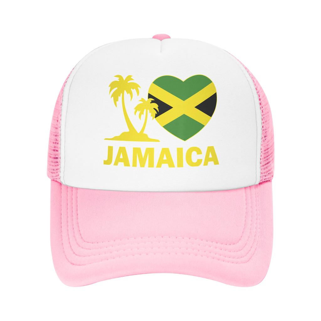 Jamaica I Love Jamaican Flag Trucker Caps Unisex Women Fashion  Hat Trucker Worker Cap Sports Cap Adjustable Mesh Baseball Cap