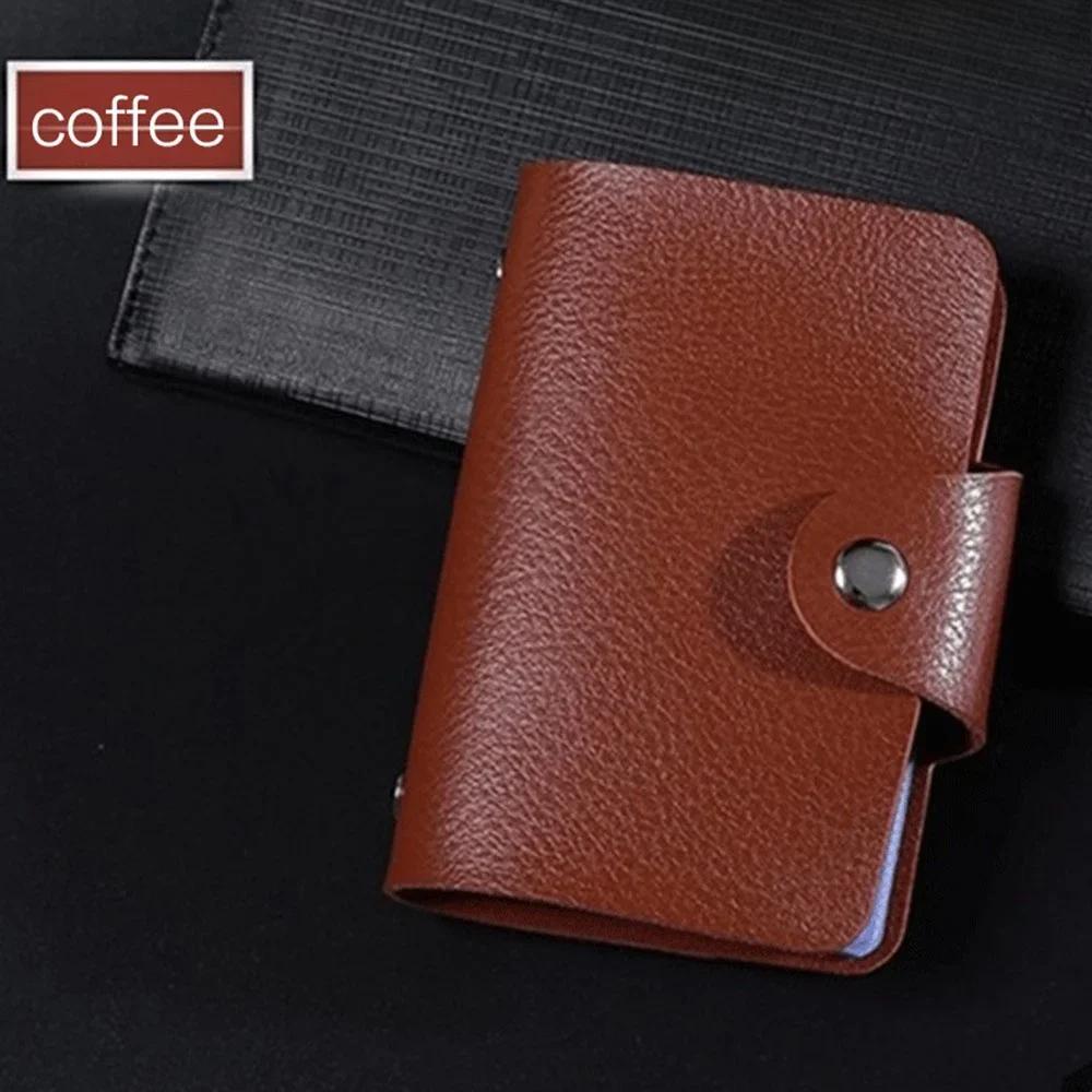 

Чехол для карт из искусственной кожи на 24 отделения - визитница и держатель паспорта, 10,5x7,5x2 см, вмещает 24 карты, идеально подходит для мужчин и женщин кофейный