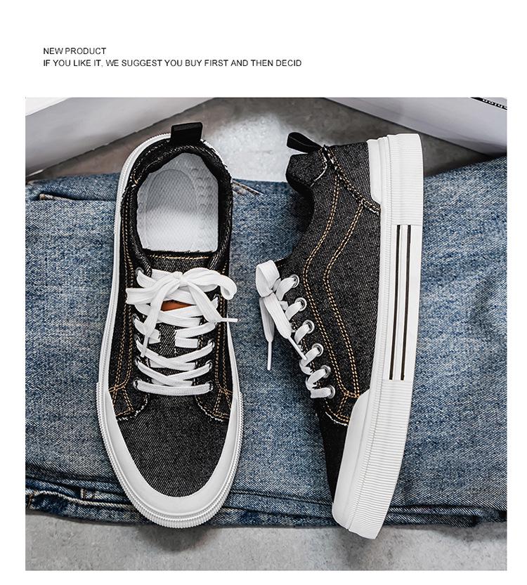 Scarpe casual da uomo in denim a taglio basso, taglia grande, stile coreano, versatili scarpe da skate per primavera e autunno
