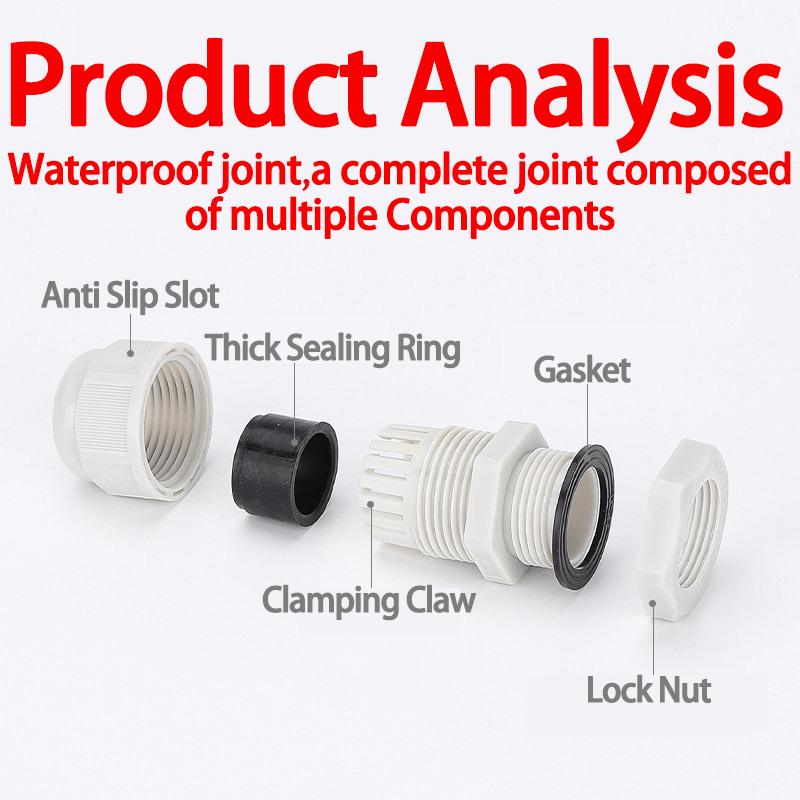 10/50/100Pcs Cable and Wire Waterproof Joint M-type M8 M10 M12 M14 M16 M20 M22 M24 M27 M30 M32 White Nylon Plastic Connector