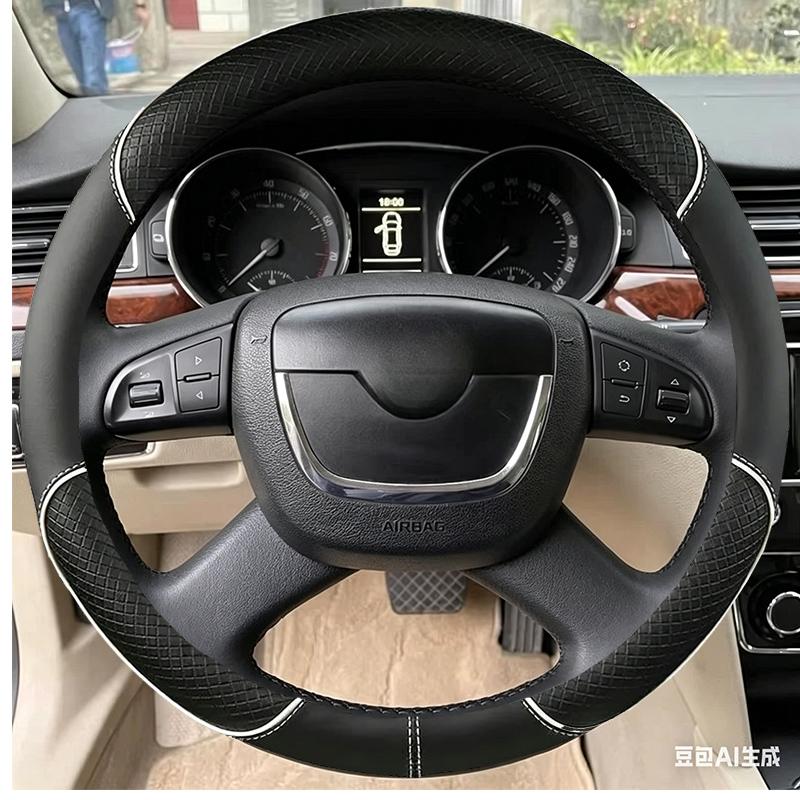 DIY Steering Wheel Cover Faux Leather Breathable For Skoda Octavia a5 Superb 2012 2013 Braiding Cover For Skoda Steering Wheel