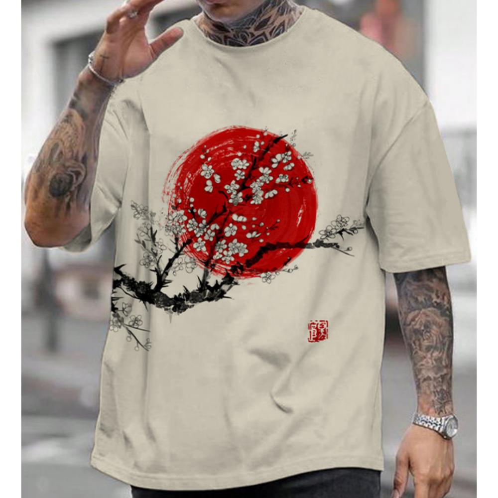 Men T-Shirts Casual Short Sleeve Tops Japanese Style Ukiyoe Graphic Clothing Oversized Summer Apparel Street Male T-Shirts