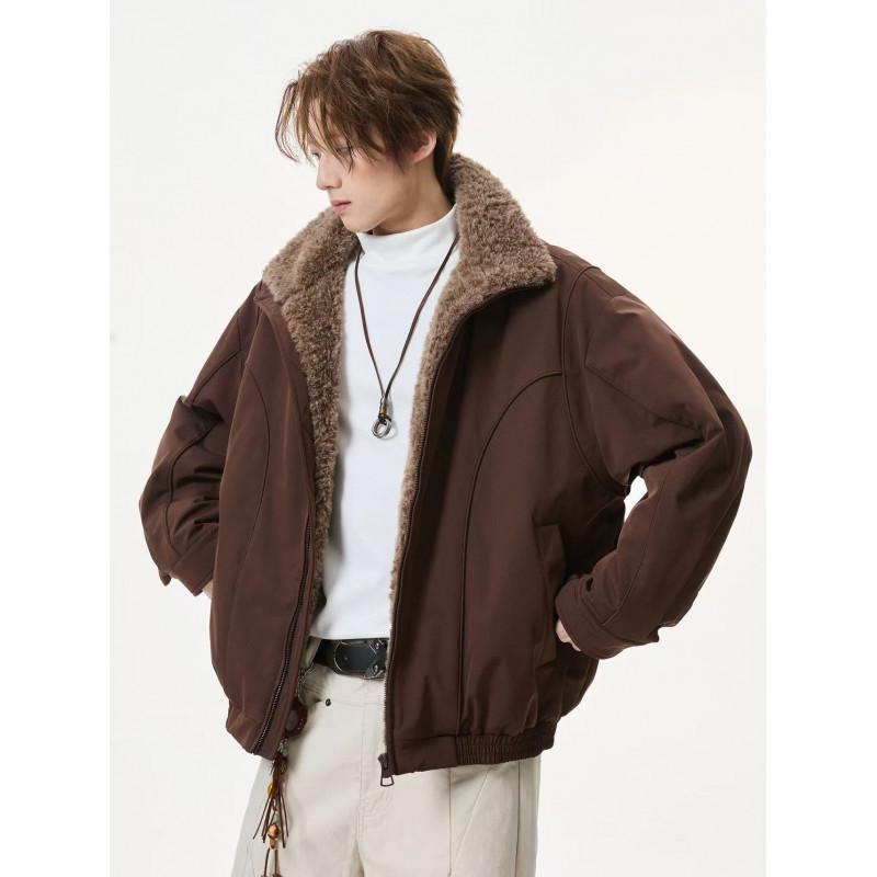Herren Luxus Bergadler Lammwolle Winter Daunenjacke