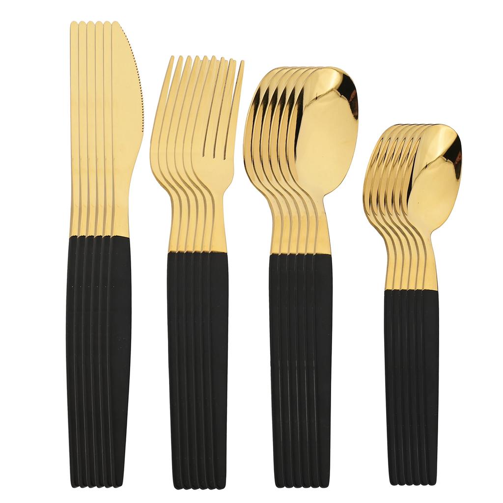 24Pcs Stainless Steel Dinnerware Set Dinner Knife Fork Spoon Cutlery Set Kitchen Flatware Tableware Silverware Sets