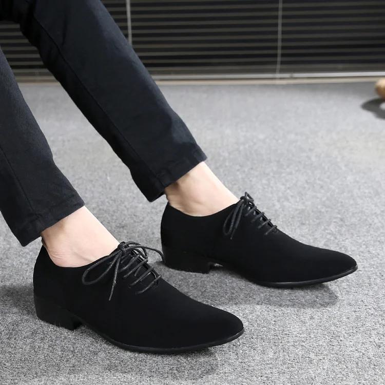Suede British Style Solid Color Social Shoe Male Black Official Party Legitimate Leather Casual Italian Suit Men's Formal Shoes
