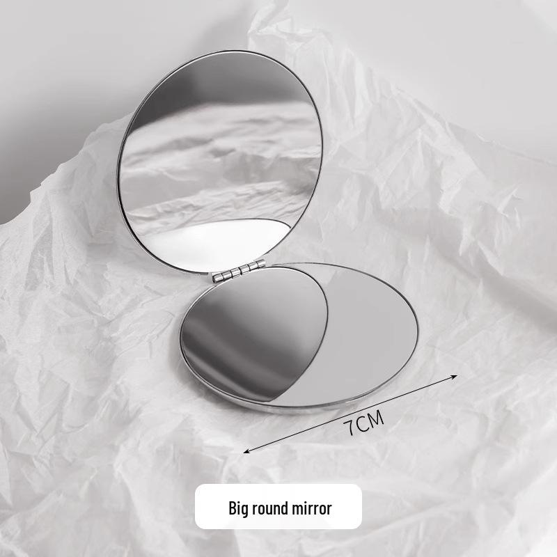 Portable Stainless Steel Double-Sided Makeup Mirror - Compact, Foldable & Ideal for Dorms