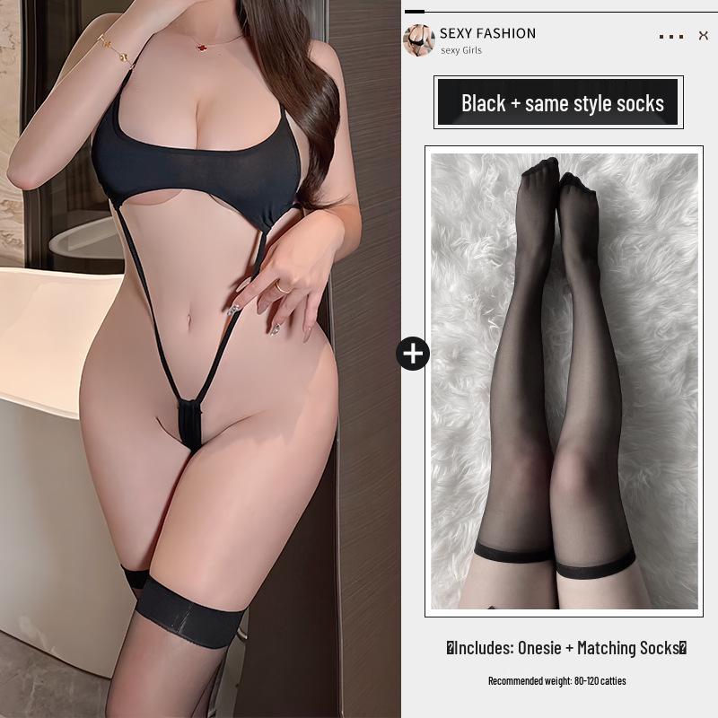 Seductive Cow-Themed Anime Lingerie Bodysuit - Playful and Cute Bedtime Attire