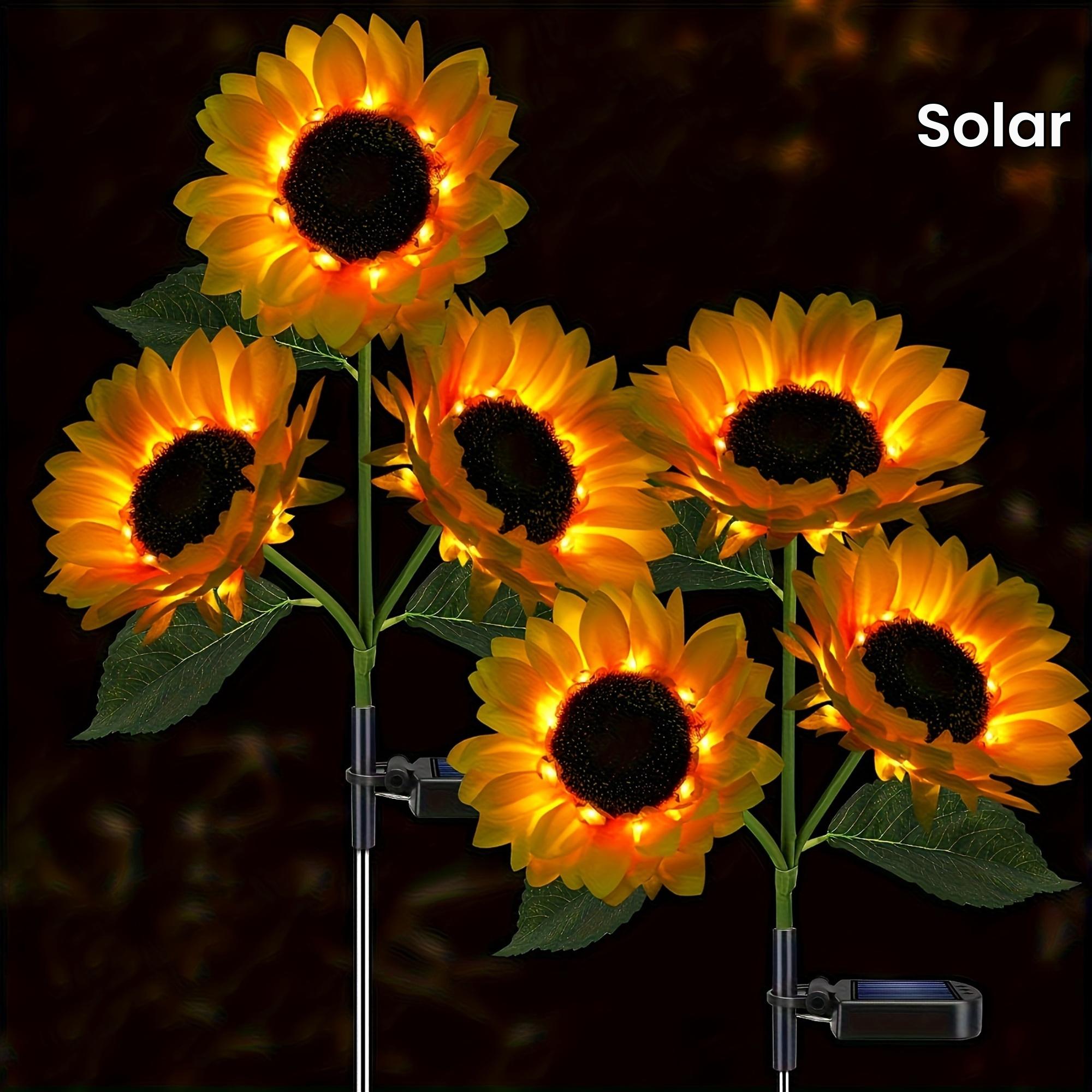 

2шт сонячна лампа Sun Flower для зовнішнього оформлення з 3 світлодіодними жовтими лампами Sun Flower для прикраси внутрішнього дворика, газону, саду. 2pcs