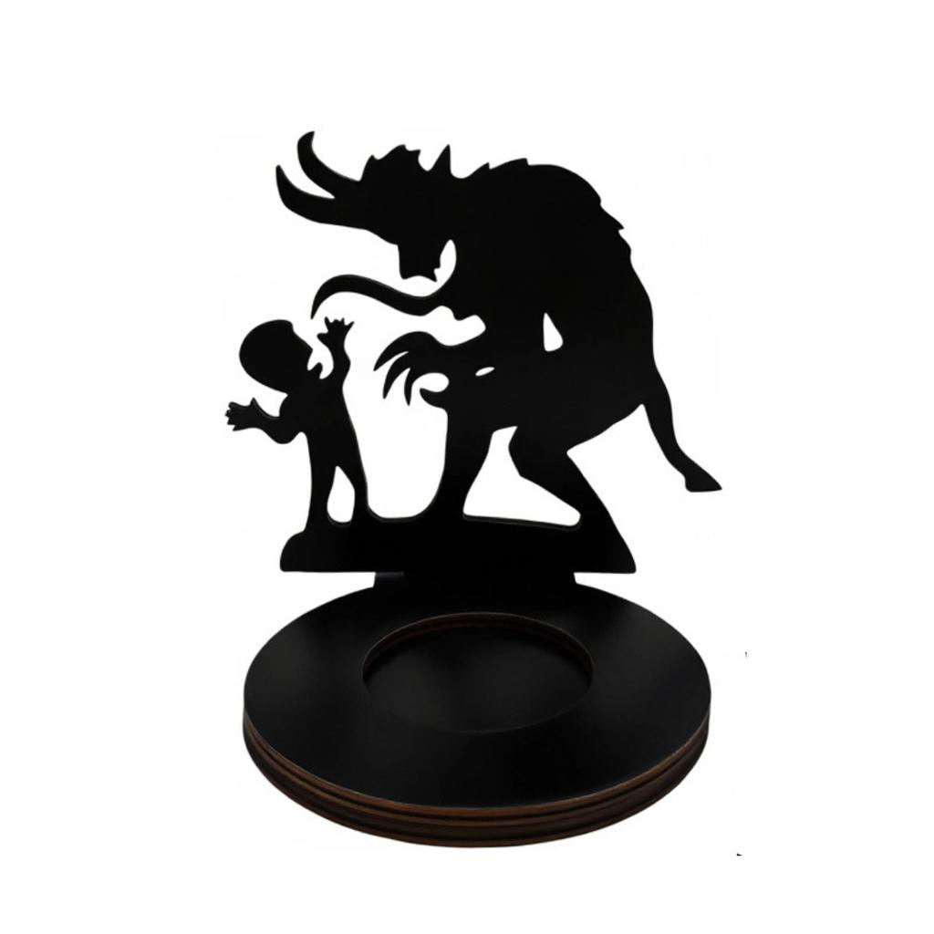 Halloween Candle Holder Black Wooden 2D Holiday Tabletop Centerpiece Decor for Party