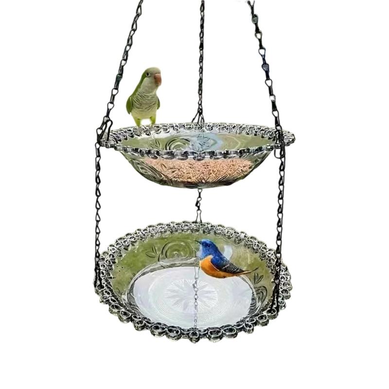 Beautiful Two Layer Hanging Bird Water Dish With smooth For low maintenance