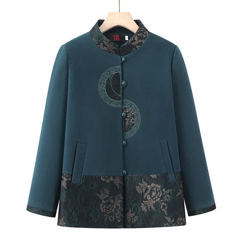 

Women s woolen coat, age 0 old lady s woolen top 5XL (145-77.5kg recommended) зелёный