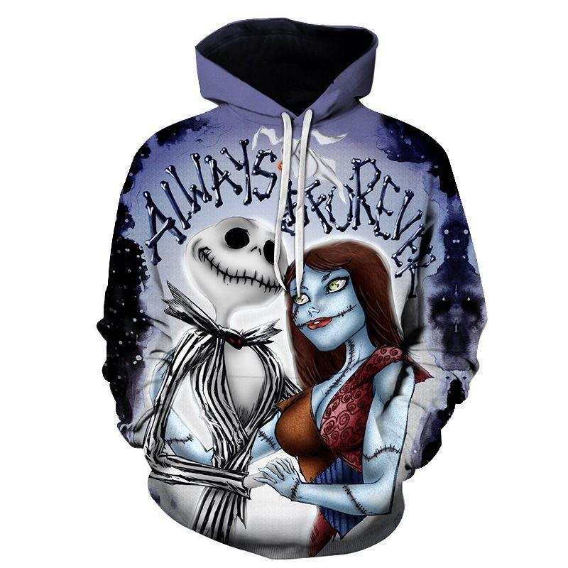 Nightmare Before Christmas Hoodie Pullover Sweatshirt Jack Sally Tops Unisex