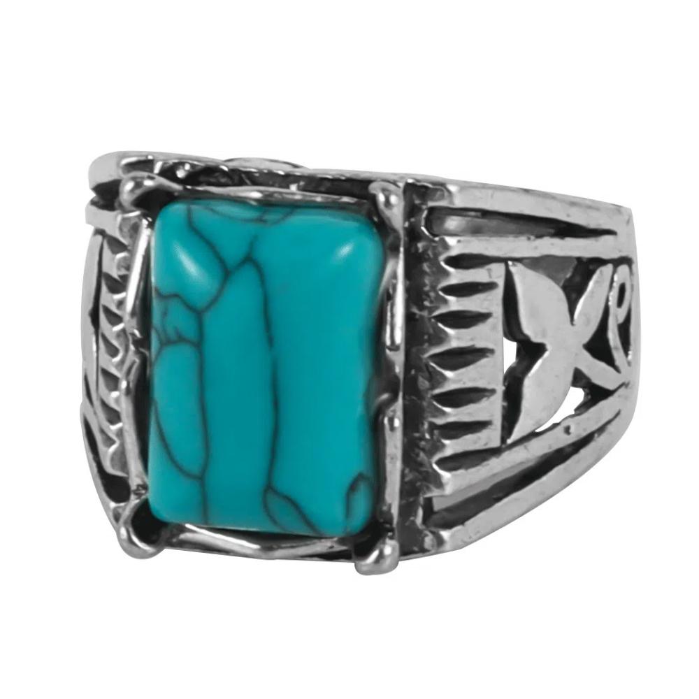 Zinc Zinc Alloy Western Country Ring Antique Vintage Ring Trendy Turquoise Ring  Girls
