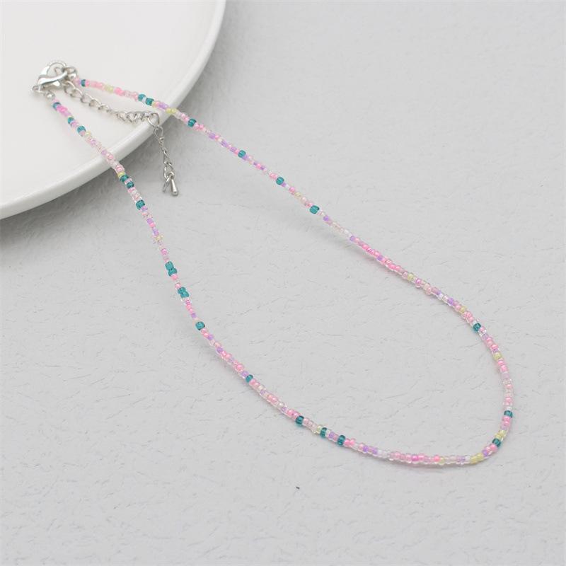 Korean Style Dopamine Color Beaded Necklace - Girly Bohemian Clavicle Chain