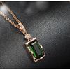 18K Rose Gold Plated Synthetic Emerald Pendant Necklace Elegant Jewelry Gift for Women