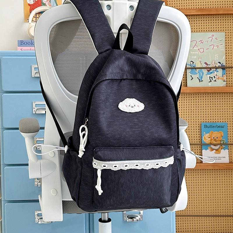 Cute Backpack for Girls Lace Trim Lightweight School Bag for Women Daily Use
