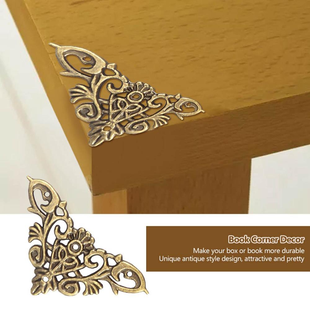 12pcs Metal Hollow Shape Corner Antique Style Edge Protector Home & Office Daily Supplies