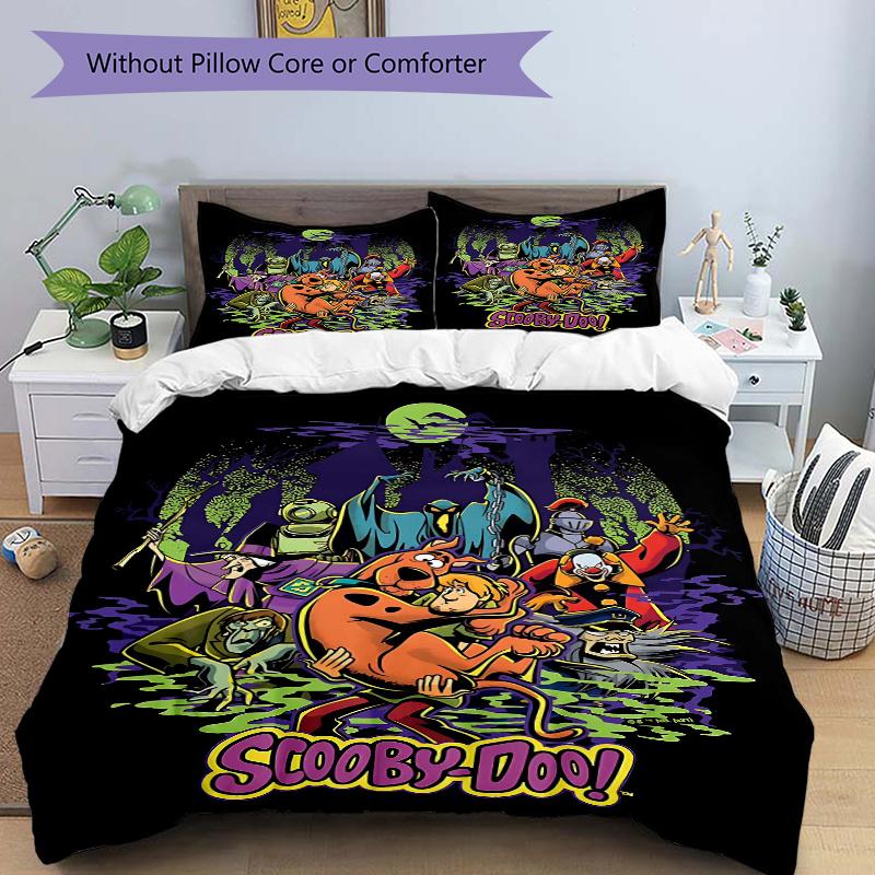 

3pcs Mystery in the Haunted Forest Scooby Doo Bedding Set 1 Soft Quilt Cover + 2 Pillowcases, Suitable for All Seasons.H062 135x200cm