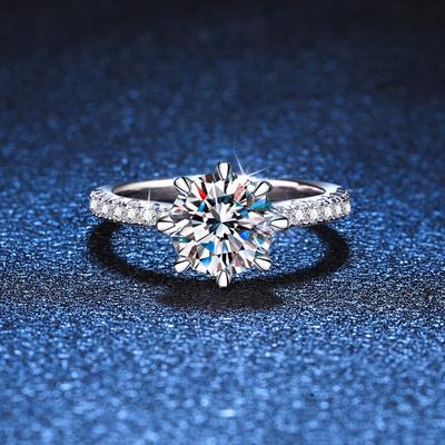 2ct Moissanite prsteny pro ženy Bílé zlato pokovené Sterling Silver Diamantový pás s certifikátem Gra Snubní prsten Šperky