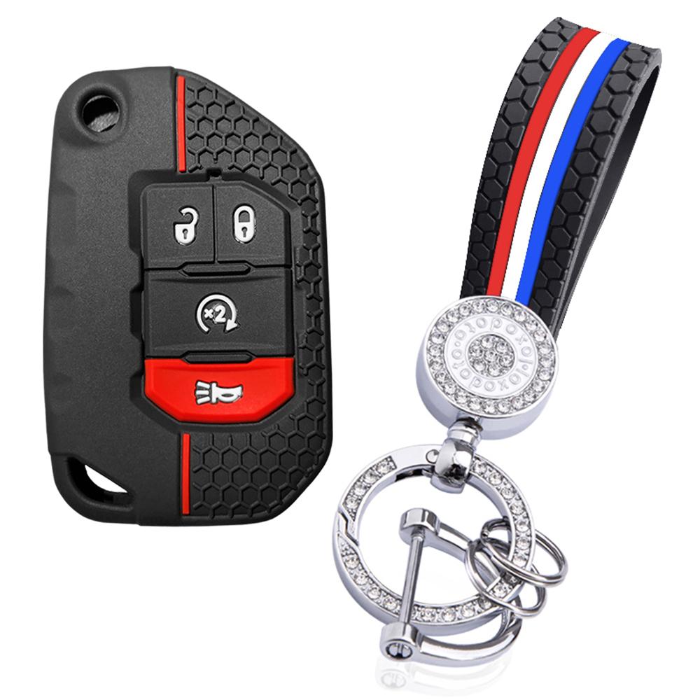 For Jeep Gladiator Jt Wrangler Jl Grand Cherokee Compass Silicone Car Key Case Holder