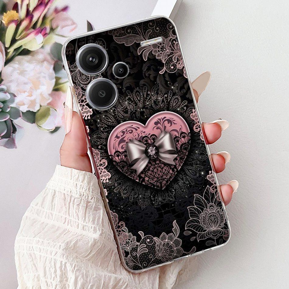For Xiaomi Redmi Note 13 Pro Plus 5G Phone Case Redmi Note13 13 Pro 13 Pro+ 5G Elegant Floral Cat Soft Silicone Clear TPU Cases
