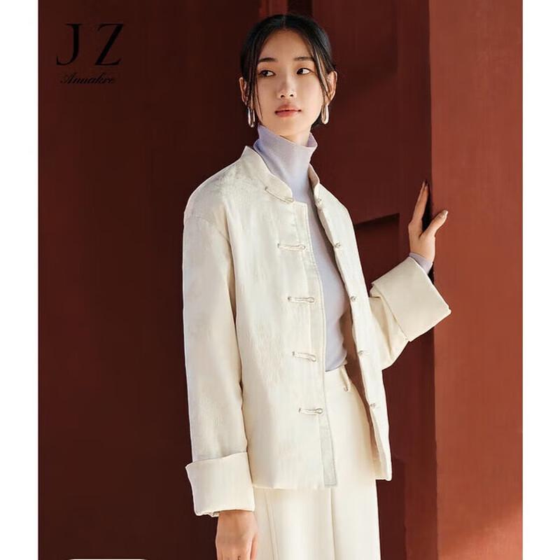 

JZ ANNAKAI New Chinese Style Jacquard White Duck Down Jacket for Women L