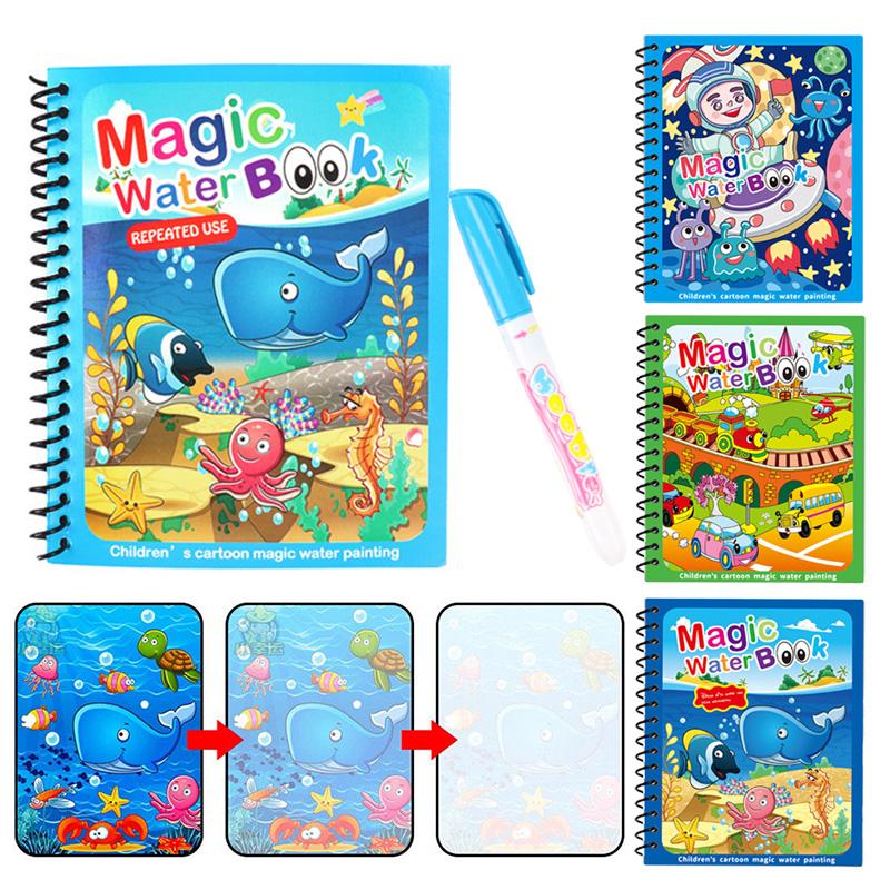 1Pc Magic Water Book Cartoon Drawing Coloring Books For Kids With Pen Baby Montessori Toys Children Learning Education Toy Tmz