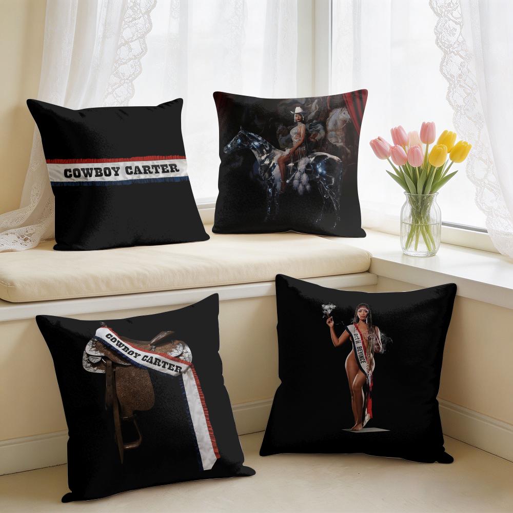 Singer CBeyonce Cowboy Carter Cushion Cover Square Short Plush Pillow Case Living Room Sofa Home Decor Funda X