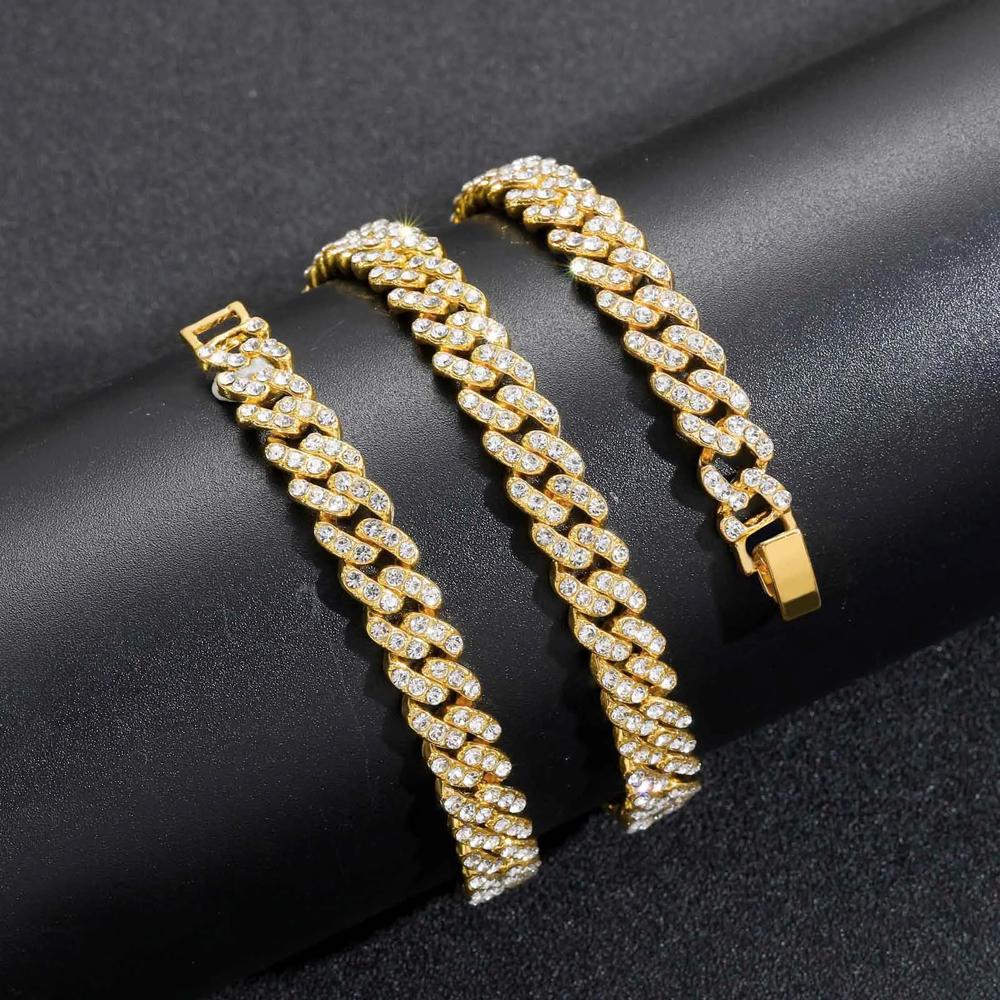 New High Quality 9MM Width Miami Cuban Chain Necklace For Men Women Hip Hop Iced Out Bling Charm Chains Necklace Fashion Jewelry