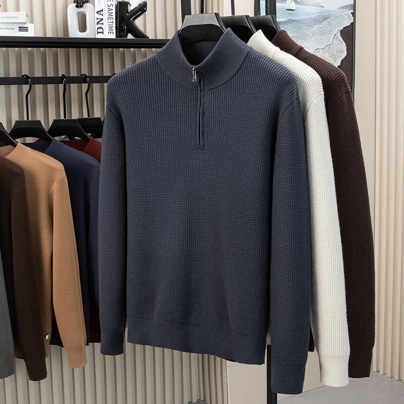Men's Half-Zip High-Neck Knit Pullover Sweater FXT6809