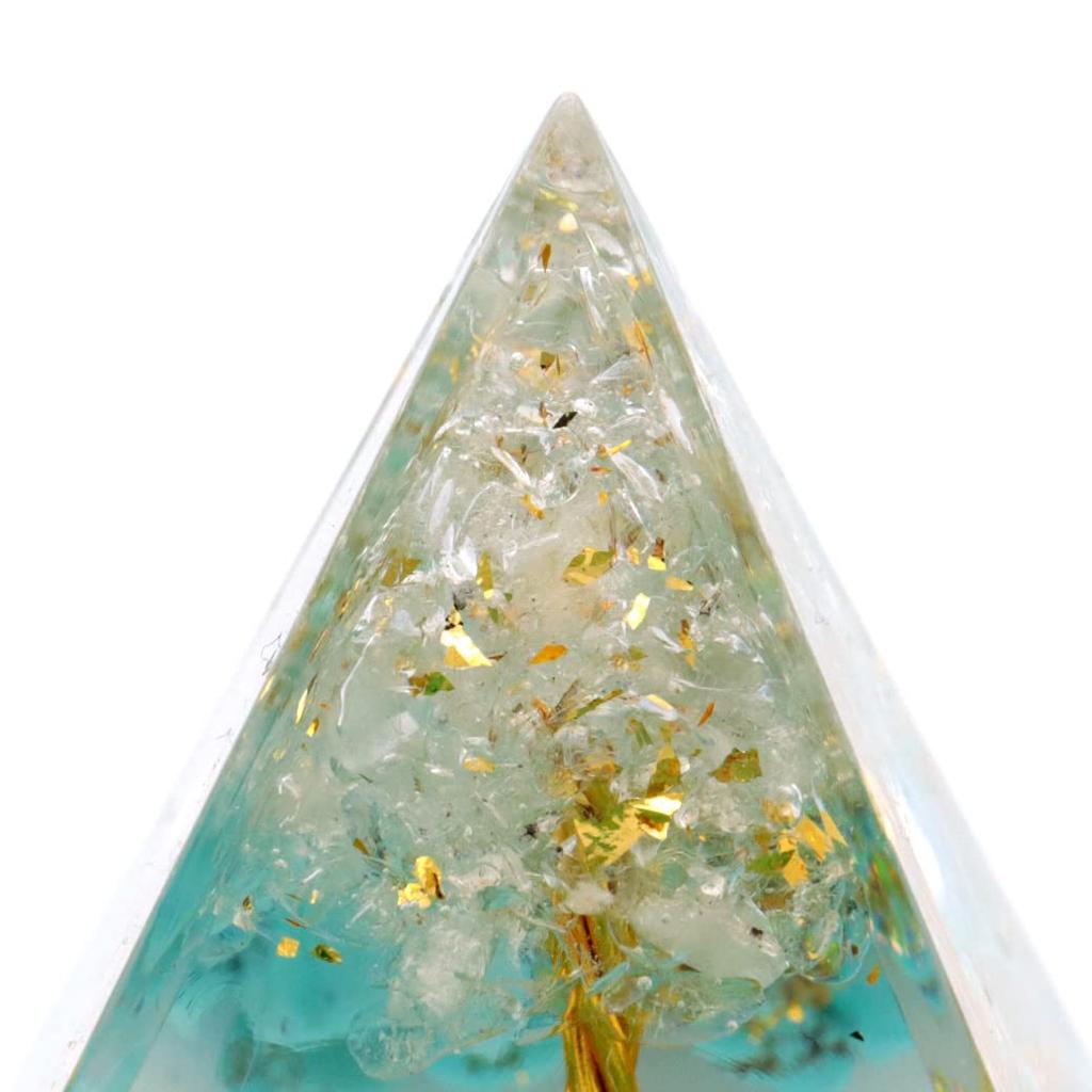 [GOLD STONE] Orgonite Pyramid, Wealth Tree, Natural Stone, Approx. 5cm Wide, Figurine, Power Stone, Purification, Turquoise, Quartz, Approx. 5cm Wide