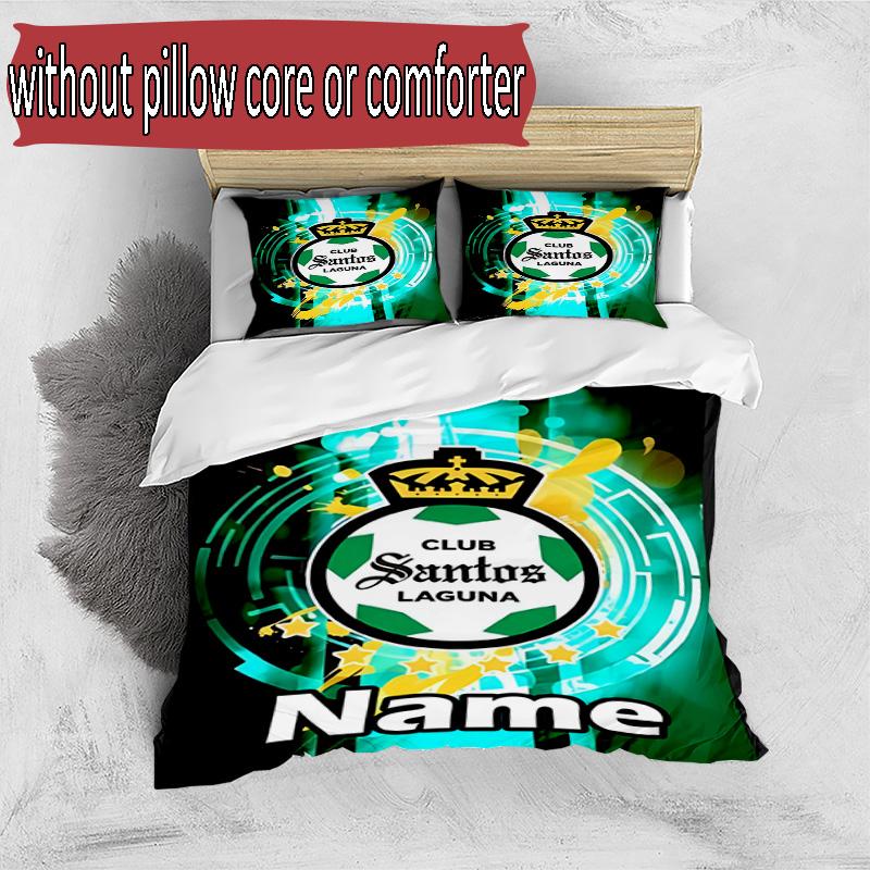 3pcs Duvet Cover Set (1*Duvet Cover + 2*Pillowcase, Without Core), Custom Name Club Santos Laguna Pattern Bedding Set, Home Bedroom Decor Gift
