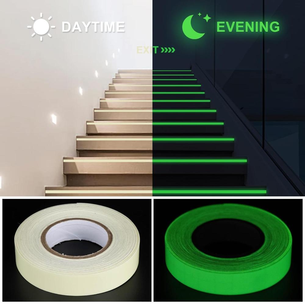 5M Luminous Tape Storage Stair Anti-Slip Green Warning Ground Lighting Fluorescence Tape Safety Exit Warning Luminous Stickers