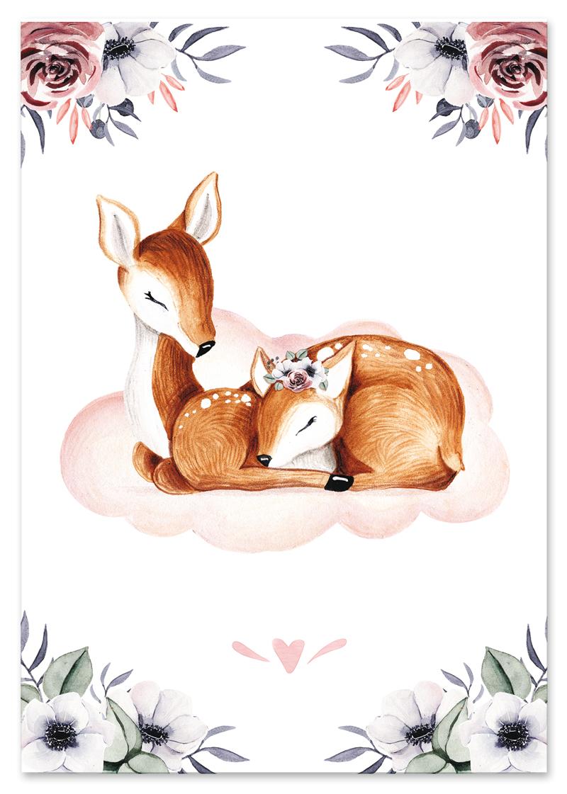 

Plakat dla dziecka, sarenka, chmurka różowe plakaty 30x40 cm