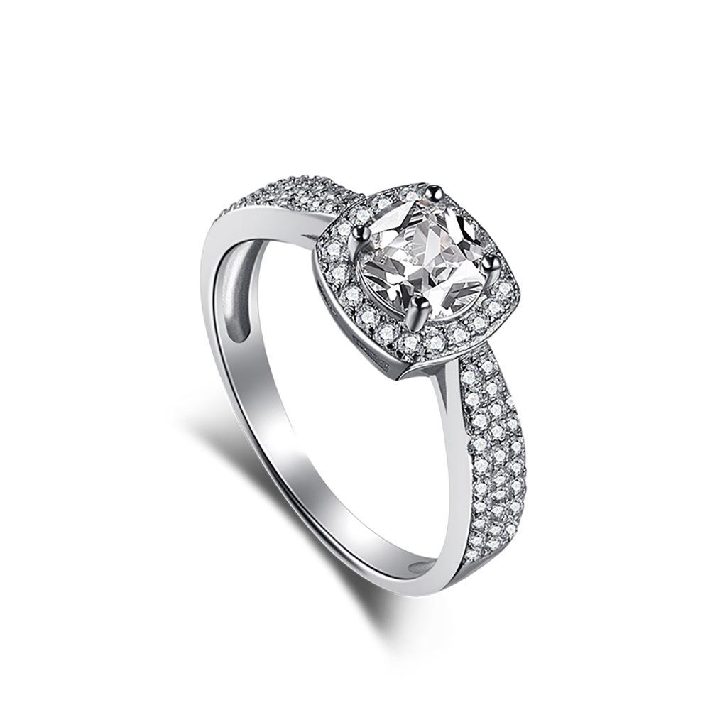 Tancise Women Classic 925 Sterling Silver Zirkonový prsten Dámské šperky Svatební slib Dárek na párty