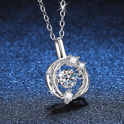 0.5CT Sparkling Moissanite Necklace for Women Classic Brilliant Cut Diamond Hollow Out Pendant 100% 925 Sterling Silver